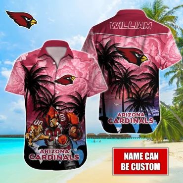 Personalized Arizona Cardinals Pink Dusk Hawaiian - Adult & Kids T-Shirts, Sweatshirts & Hoodies apparel design preview 1