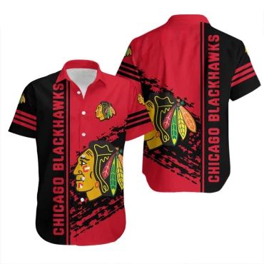 Chicago Blackhawks Urban Stripe Hawaiian - Adult & Kids T-Shirts, Sweatshirts & Hoodies apparel design preview 1