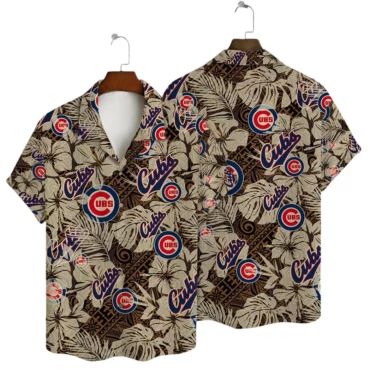 Chicago Cubs Tropical Brown Leaf Hawaiian - Adult & Kids T-Shirts, Sweatshirts & Hoodies apparel design preview 1