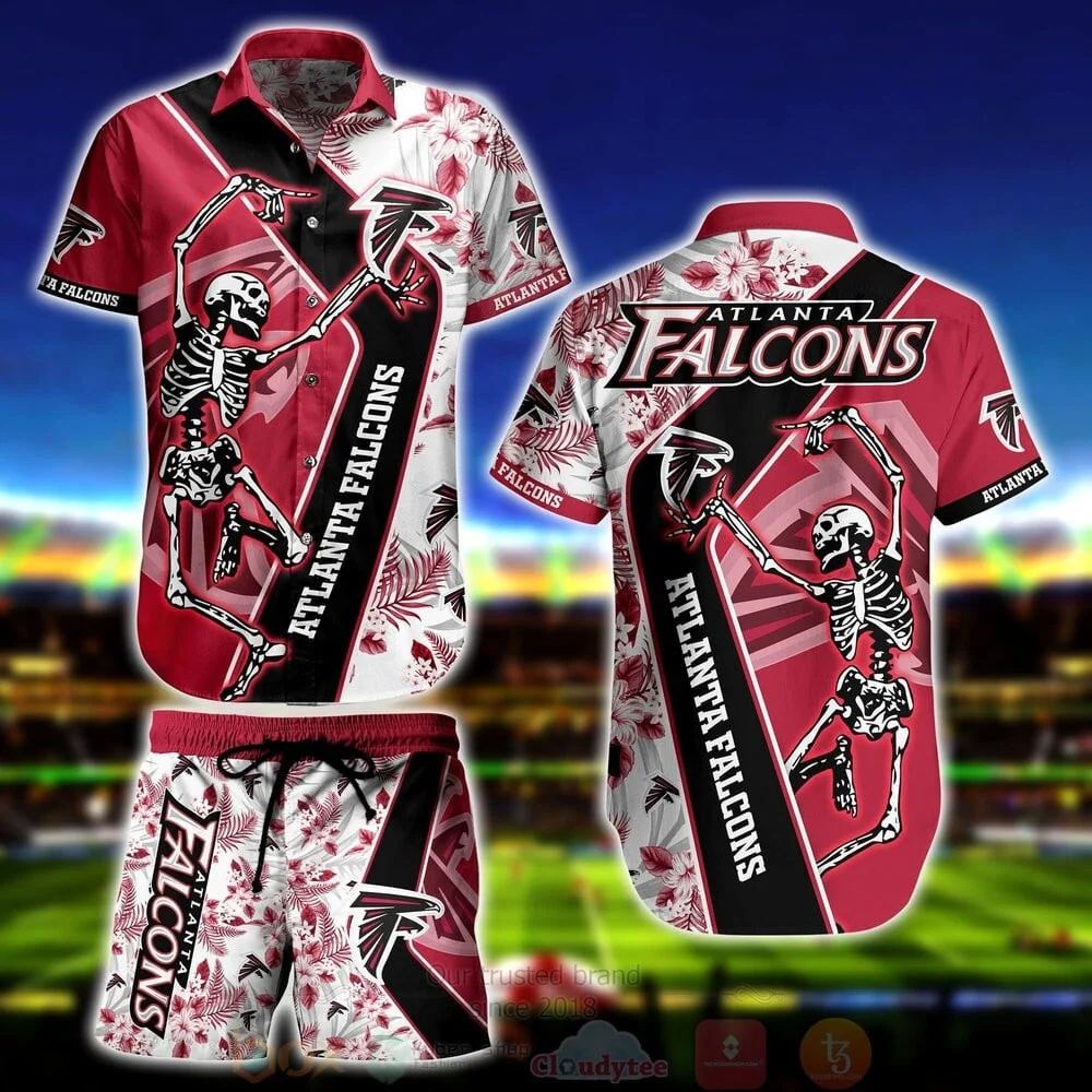 Atlanta Falcons Hawaiian Skeleton Dance Design 756541 - Adult & Kids T-Shirts, Sweatshirts & Hoodies apparel design preview 1