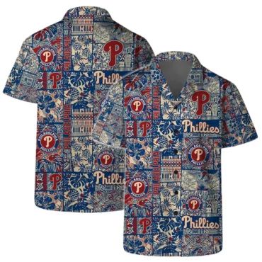 Philadelphia Phillies Vintage Floral Pattern Hawaiian - Adult & Kids T-Shirts, Sweatshirts & Hoodies apparel design preview 1