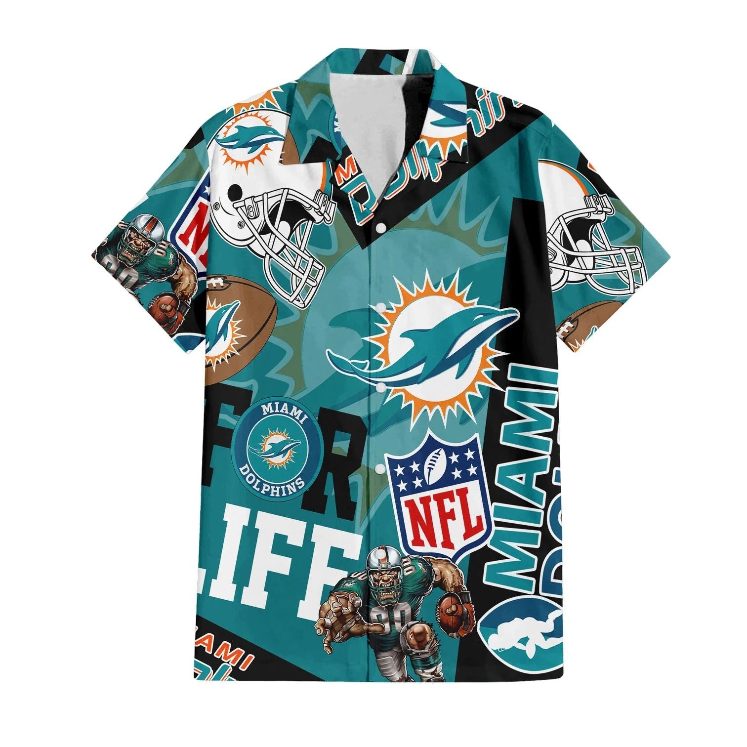 Miami Dolphins Hawaiian For Life 570815 - Adult & Kids T-Shirts, Sweatshirts & Hoodies apparel design preview 1