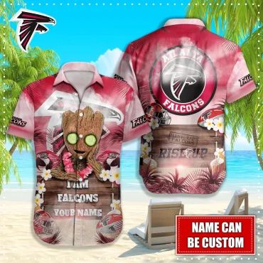 Personalized Atlanta Falcons Tropical Groot Hawaiian - Adult & Kids T-Shirts, Sweatshirts & Hoodies apparel design preview 1