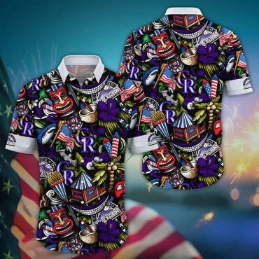Colorado Rockies Festive Tiki Hawaiian - Adult & Kids T-Shirts, Sweatshirts & Hoodies apparel design preview 1