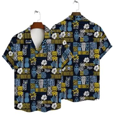 Tampa Bay Rays Tribal Patchwork Hawaiian - Adult & Kids T-Shirts, Sweatshirts & Hoodies apparel design preview 1