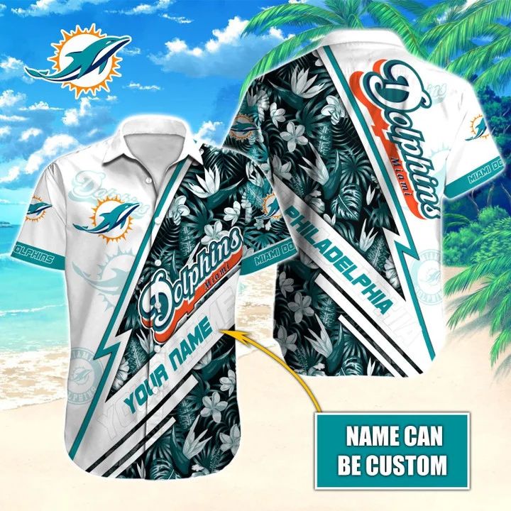 Miami Dolphins Hawaiian Custom Lightning Strike - Adult & Kids T-Shirts, Sweatshirts & Hoodies apparel design preview 1