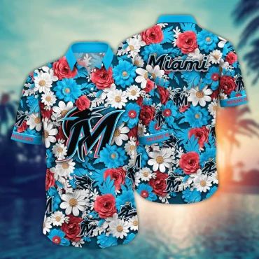 Miami Marlins Floral Paradise Hawaiian - Adult & Kids T-Shirts, Sweatshirts & Hoodies apparel design preview 1