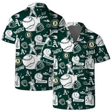 Oakland Athletics Baseball Fever Hawaiian - Adult & Kids T-Shirts, Sweatshirts & Hoodies apparel design preview 1