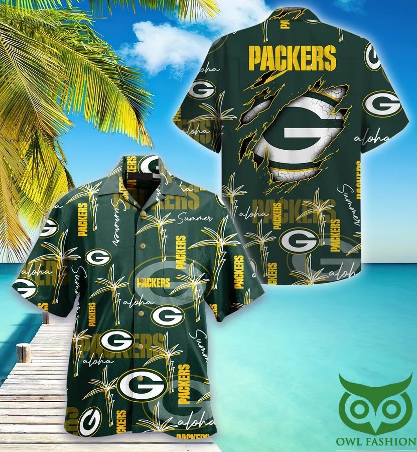Green Bay Packers Hawaiian Aloha Rip Design 221745 - Adult & Kids T-Shirts, Sweatshirts & Hoodies apparel design preview 1