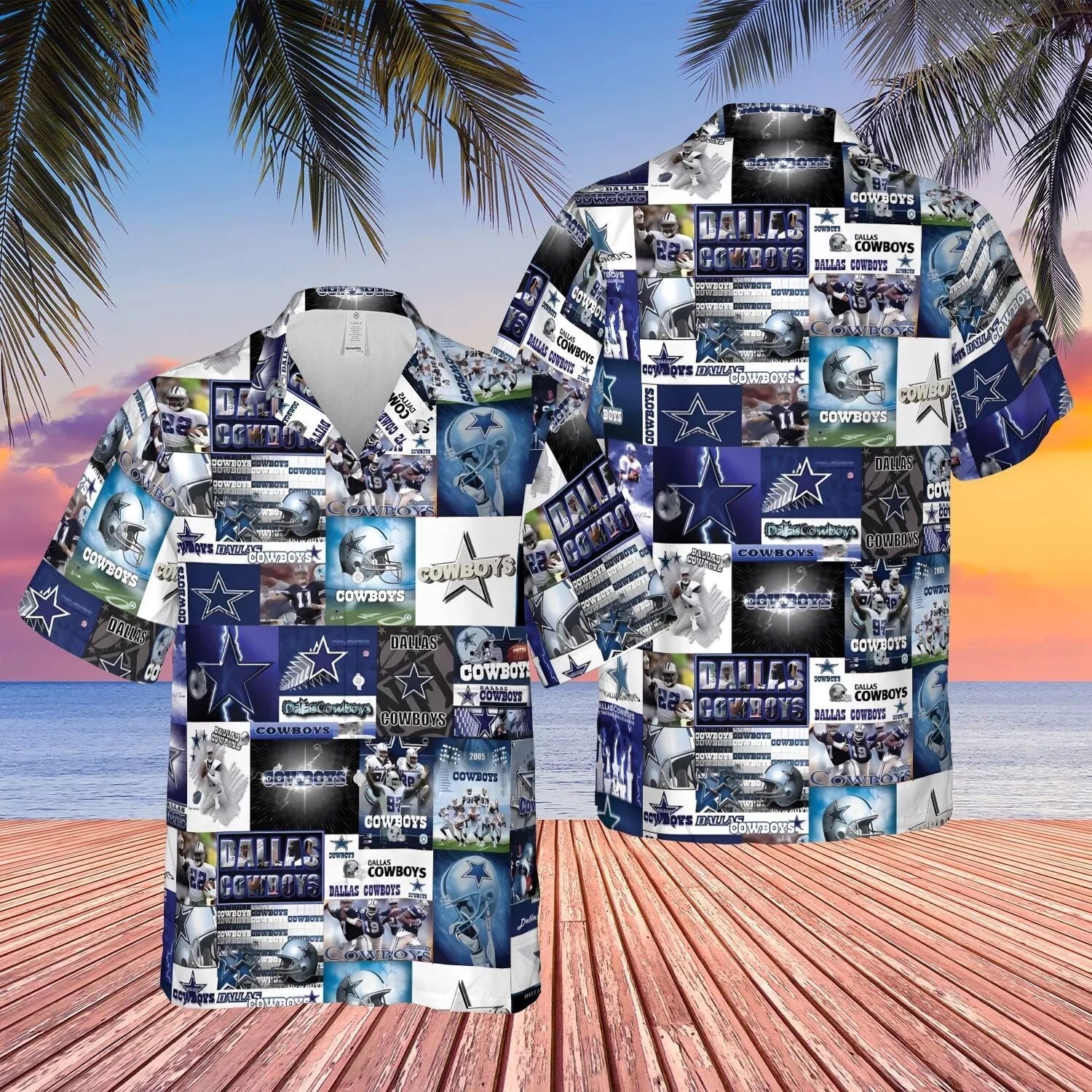 Dallas Cowboys Hawaiian with Collage Design 842648 - Adult & Kids T-Shirts, Sweatshirts & Hoodies apparel design preview 1