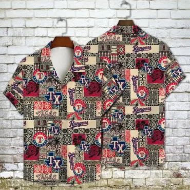 Texas Rangers Heritage Patchwork Hawaiian - Adult & Kids T-Shirts, Sweatshirts & Hoodies apparel design preview 1