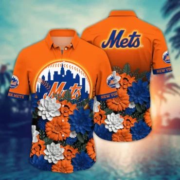 New York Mets Island Blooms Hawaiian - Adult & Kids T-Shirts, Sweatshirts & Hoodies apparel design preview 1