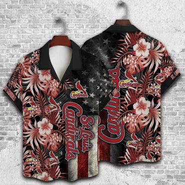 St. Louis Cardinals Patriotic Floral Hawaiian - Adult & Kids T-Shirts, Sweatshirts & Hoodies apparel design preview 1