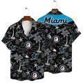 Miami Marlins Retro Beach Sketch Hawaiian - Adult & Kids T-Shirts, Sweatshirts & Hoodies apparel design preview 1
