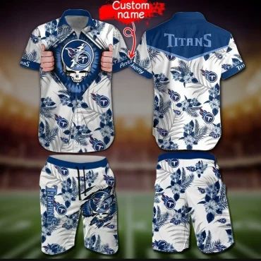 Personalized Tennessee Titans Floral Skull Hawaiian - Adult & Kids T-Shirts, Sweatshirts & Hoodies apparel design preview 1