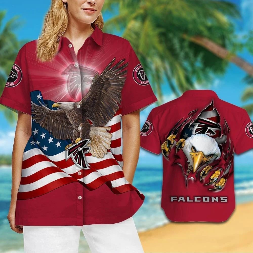 Atlanta Falcons Patriotic Eagle Hawaiian 719727 - Adult & Kids T-Shirts, Sweatshirts & Hoodies apparel design preview 1