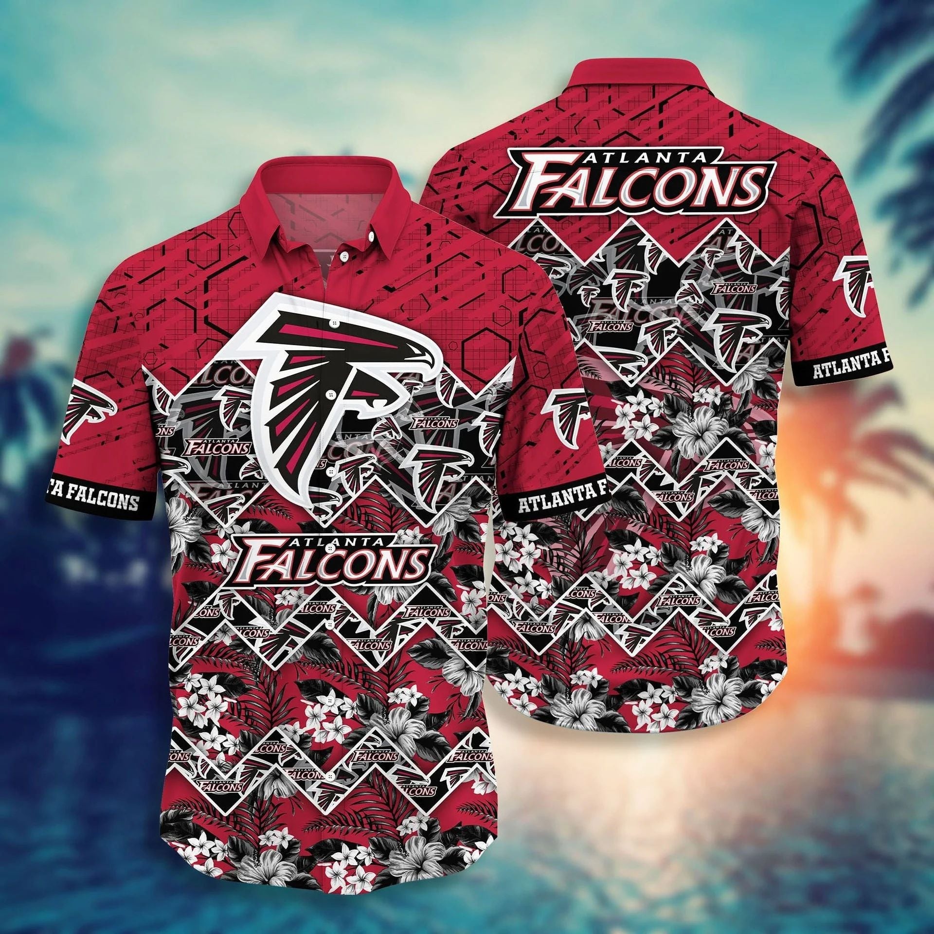 Atlanta Falcons Hawaiian Geometric Tropics Design - Adult & Kids T-Shirts, Sweatshirts & Hoodies apparel design preview 1