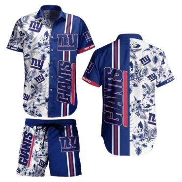 New York Giants Floral Stripe Hawaiian - Adult & Kids T-Shirts, Sweatshirts & Hoodies apparel design preview 1