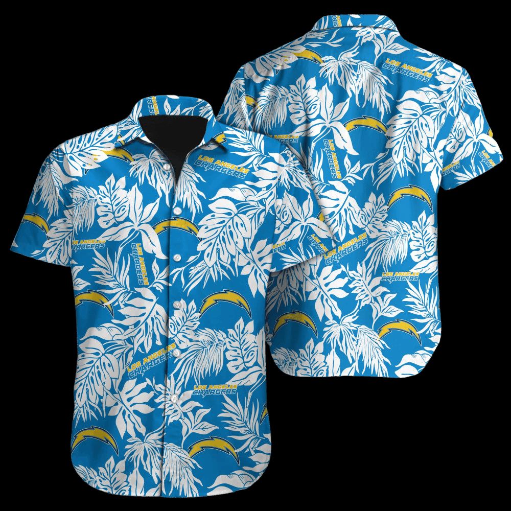 Los Angeles Chargers Hawaiian Tropical Leaf Design - Adult & Kids T-Shirts, Sweatshirts & Hoodies apparel design preview 1