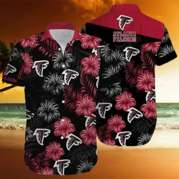 Atlanta Falcons Midnight Blossom Hawaiian - Adult & Kids T-Shirts, Sweatshirts & Hoodies apparel design preview 1