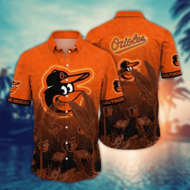 Baltimore Orioles Tropical Flamingo Hawaiian - Adult & Kids T-Shirts, Sweatshirts & Hoodies apparel design preview 1