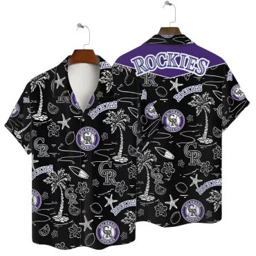 Colorado Rockies Black Tropics Hawaiian - Adult & Kids T-Shirts, Sweatshirts & Hoodies apparel design preview 1