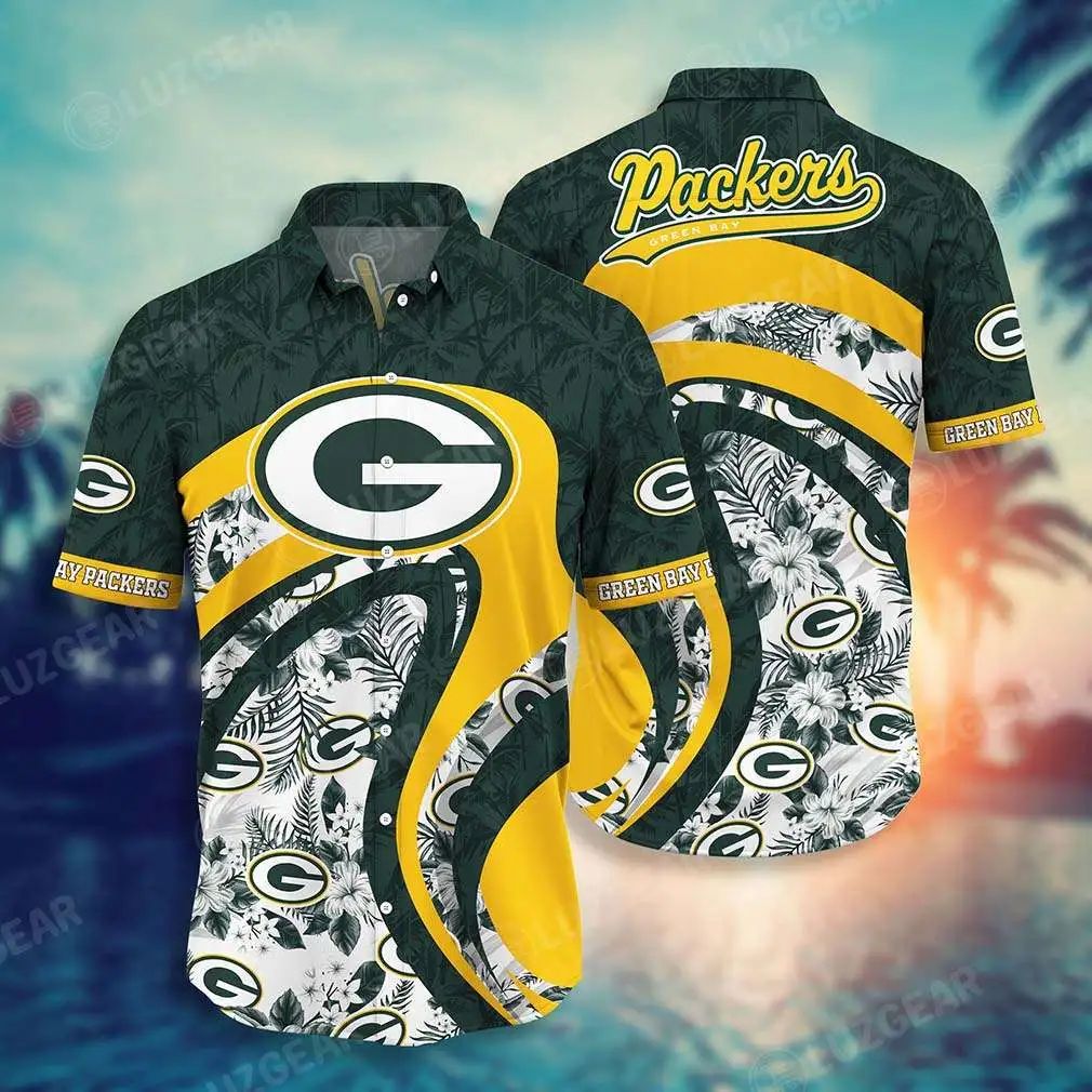 Green Bay Packers Hawaiian Swirl Wave Design 184199 - Adult & Kids T-Shirts, Sweatshirts & Hoodies apparel design preview 1