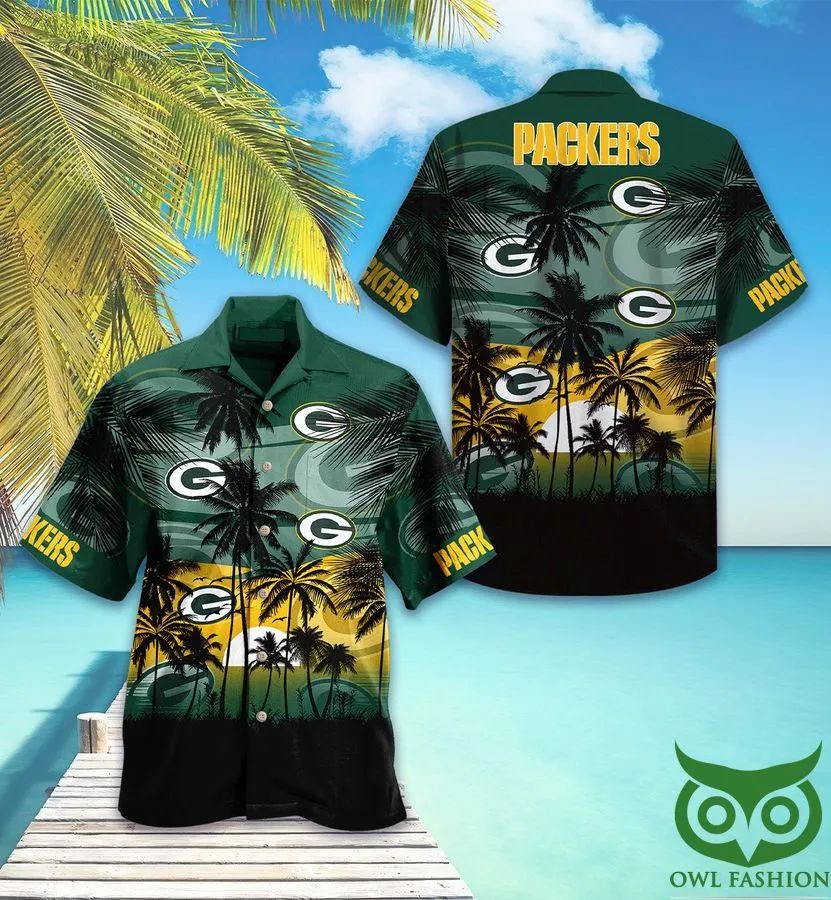 Green Bay Packers Hawaiian Sunset Palms Design 677038 - Adult & Kids T-Shirts, Sweatshirts & Hoodies apparel design preview 1