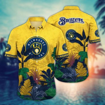 Milwaukee Brewers Tropical Triumph Hawaiian - Adult & Kids T-Shirts, Sweatshirts & Hoodies apparel design preview 1