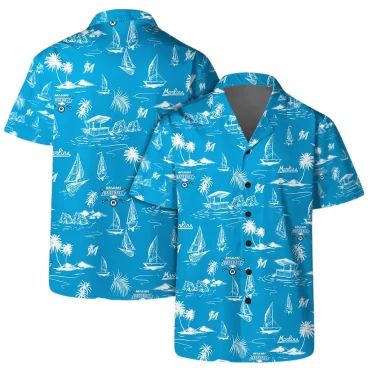Miami Marlins Sailboat Paradise Hawaiian - Adult & Kids T-Shirts, Sweatshirts & Hoodies apparel design preview 1