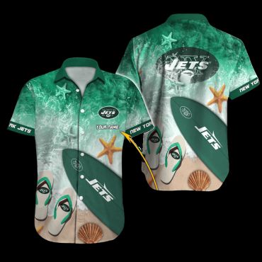 Personalized New York Jets Beach Wave Hawaiian - Adult & Kids T-Shirts, Sweatshirts & Hoodies apparel design preview 1