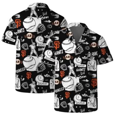 San Francisco Giants Doodle Baseball Hawaiian - Adult & Kids T-Shirts, Sweatshirts & Hoodies apparel design preview 1
