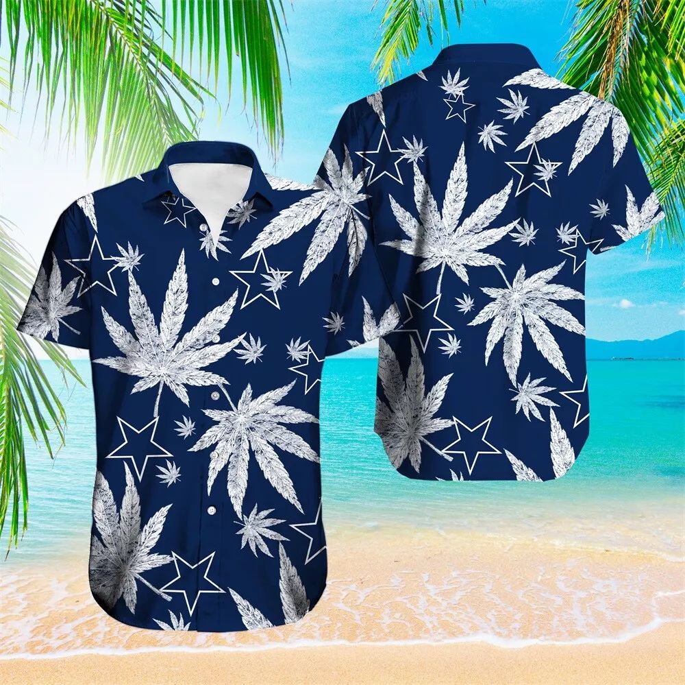 Dallas Cowboys Hawaiian with Leafy Stars Design - Adult & Kids T-Shirts, Sweatshirts & Hoodies apparel design preview 1