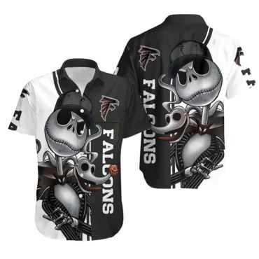 Atlanta Falcons Jack Skellington And Zero Hawaiian - Adult & Kids T-Shirts, Sweatshirts & Hoodies apparel design preview 1