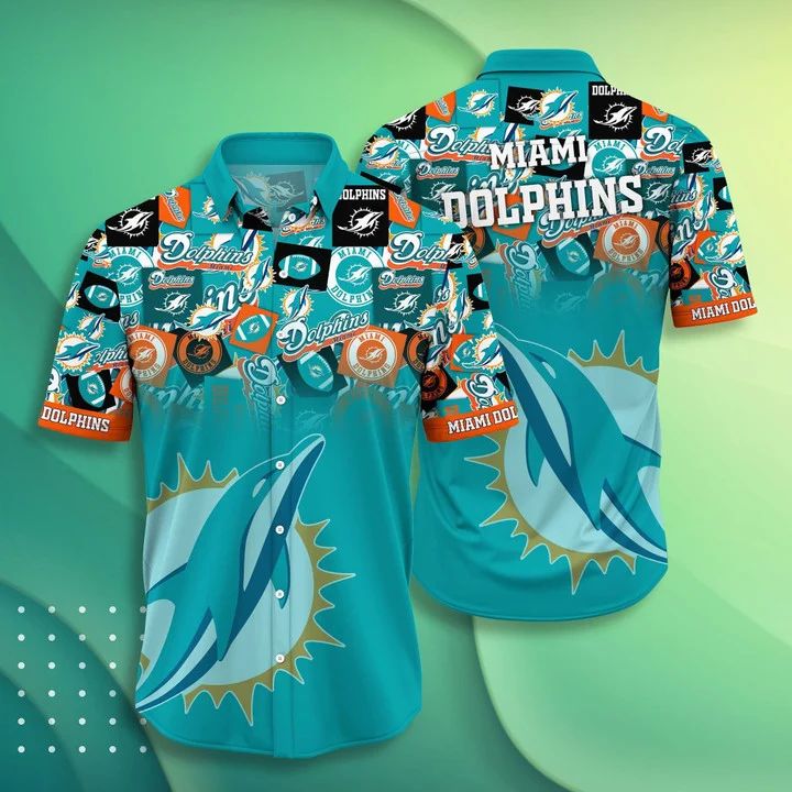 Miami Dolphins Hawaiian Iconic Collage Design 171779 - Adult & Kids T-Shirts, Sweatshirts & Hoodies apparel design preview 1