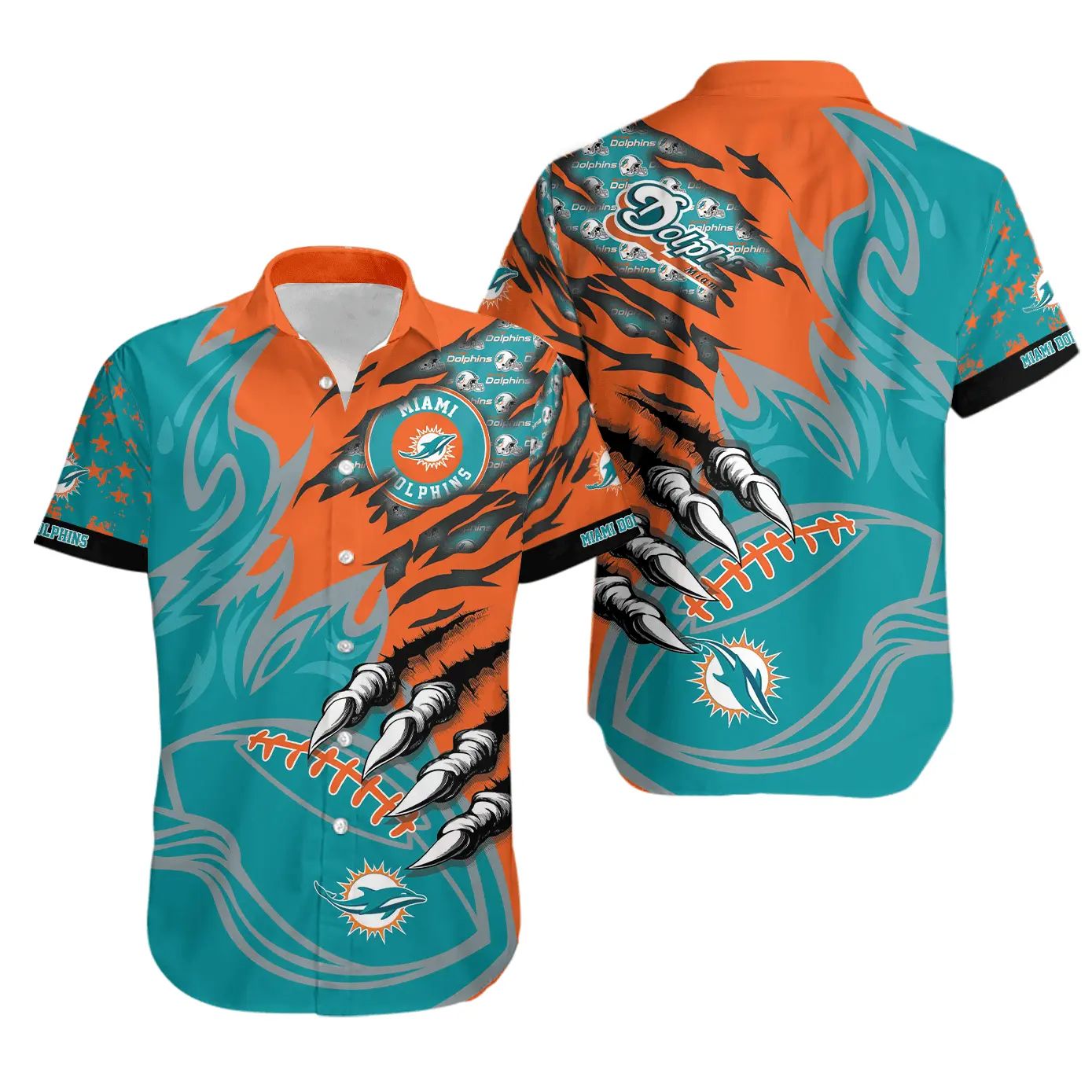 Miami Dolphins Hawaiian Fierce Claw Design 709243 - Adult & Kids T-Shirts, Sweatshirts & Hoodies apparel design preview 1