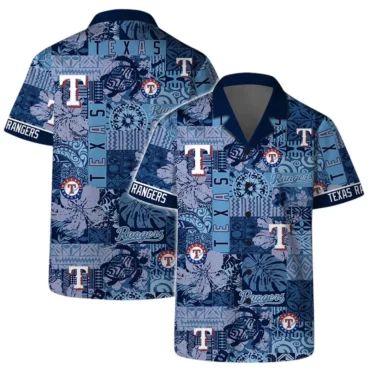 Texas Rangers Blue Mosaic Hawaiian - Adult & Kids T-Shirts, Sweatshirts & Hoodies apparel design preview 1