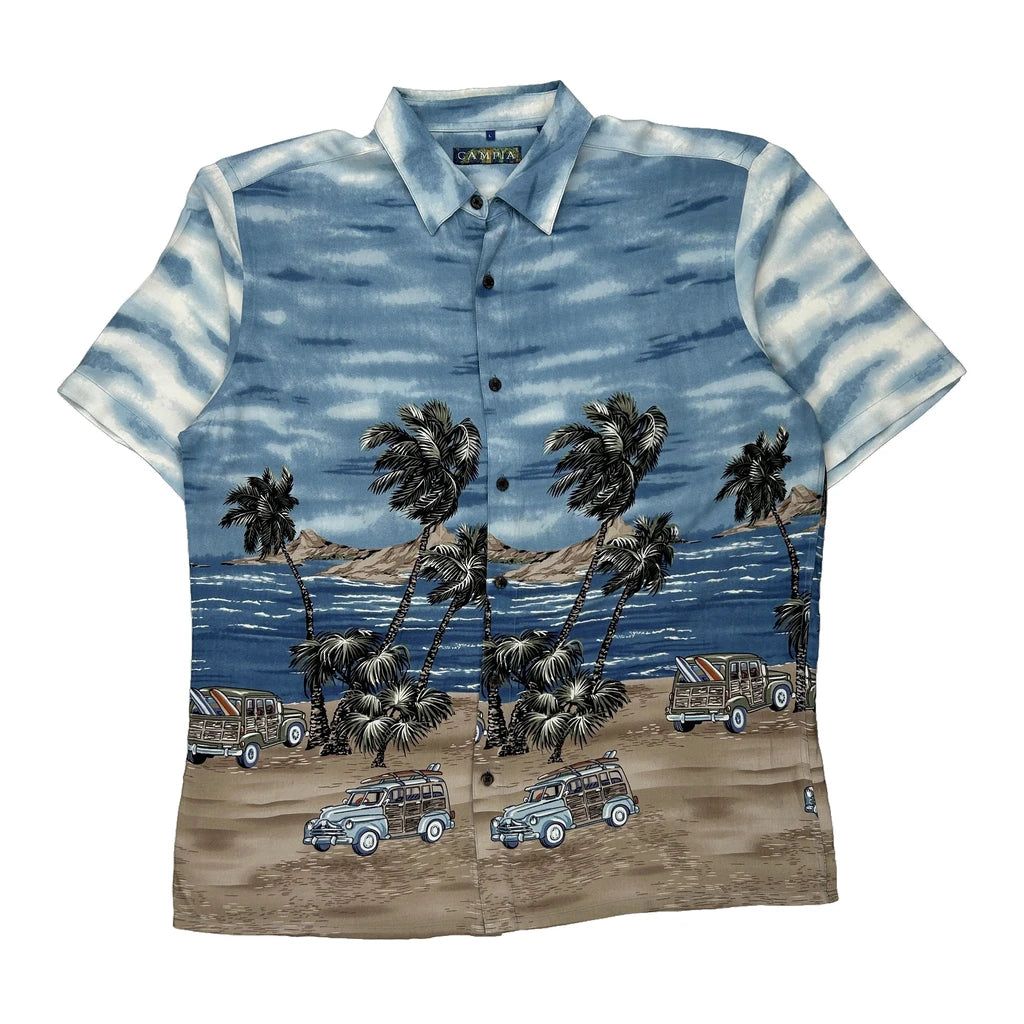 Campia Graphic Hawaiian Large Blue Viscose - Adult & Kids T-Shirts, Sweatshirts & Hoodies apparel design preview 1