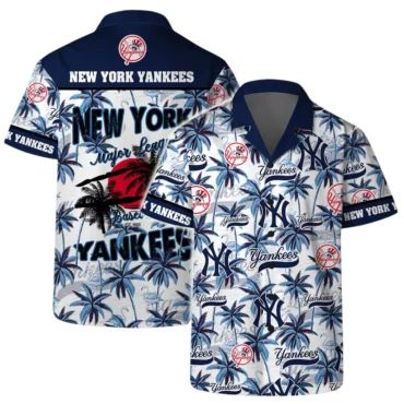 New York Yankees Team Logo Coconut Tree Pattern - Adult & Kids T-Shirts, Sweatshirts & Hoodies apparel design preview 1