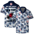 New York Yankees Team Logo Coconut Tree Pattern - Adult & Kids T-Shirts, Sweatshirts & Hoodies apparel design preview 1