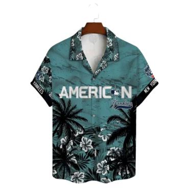 New York Yankees Teal Tropics Hawaiian - Adult & Kids T-Shirts, Sweatshirts & Hoodies apparel design preview 1