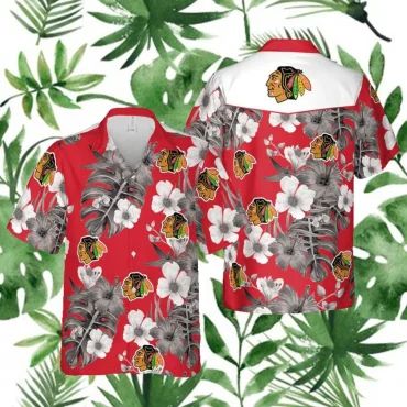 Chicago Blackhawks Tropical Elegance Hawaiian - Adult & Kids T-Shirts, Sweatshirts & Hoodies apparel design preview 1