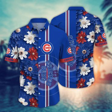 Chicago Cubs Bold Blossom Hawaiian - Adult & Kids T-Shirts, Sweatshirts & Hoodies apparel design preview 1