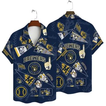 Milwaukee Brewers Fan Collage Hawaiian - Adult & Kids T-Shirts, Sweatshirts & Hoodies apparel design preview 1