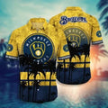 Milwaukee Brewers Sunset Palm Hawaiian - Adult & Kids T-Shirts, Sweatshirts & Hoodies apparel design preview 1