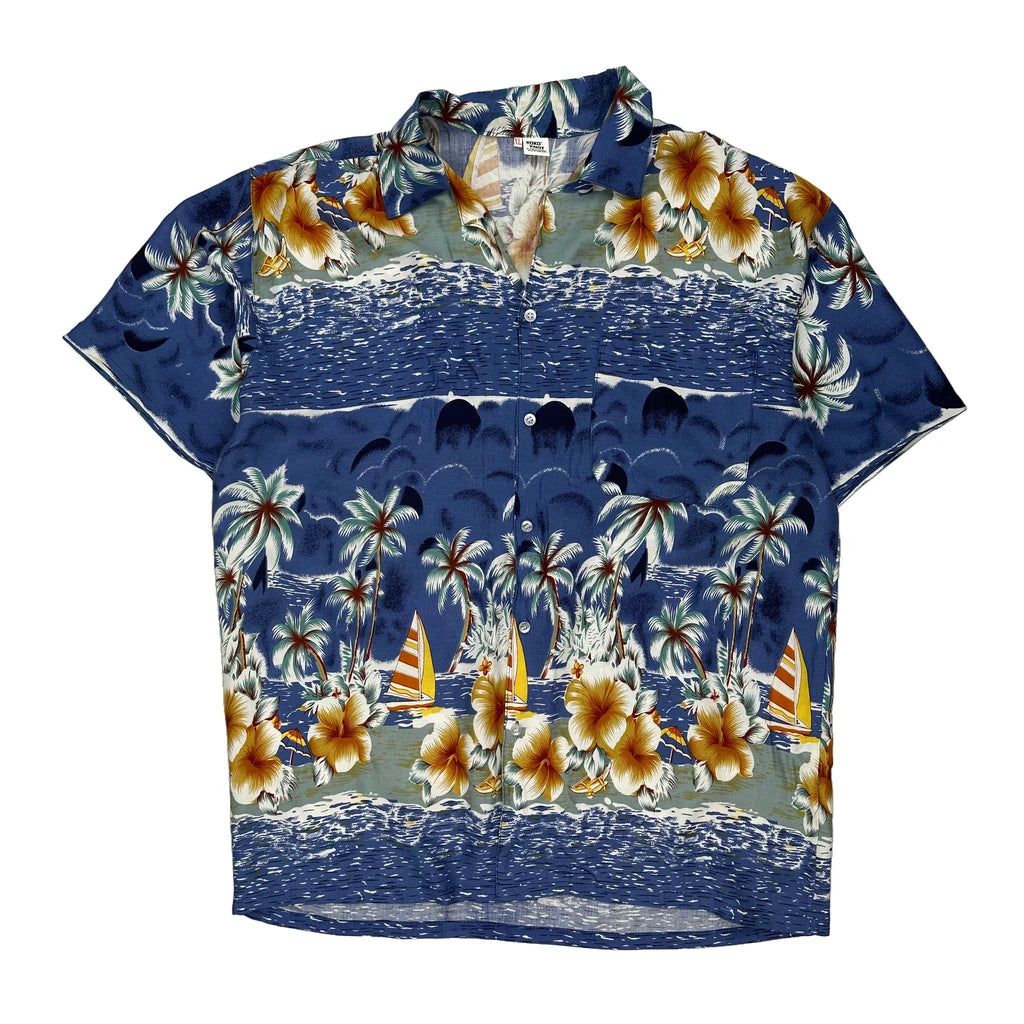 Koko Knot Floral Hawaiian XL Blue Cotton - Adult & Kids T-Shirts, Sweatshirts & Hoodies apparel design preview 1