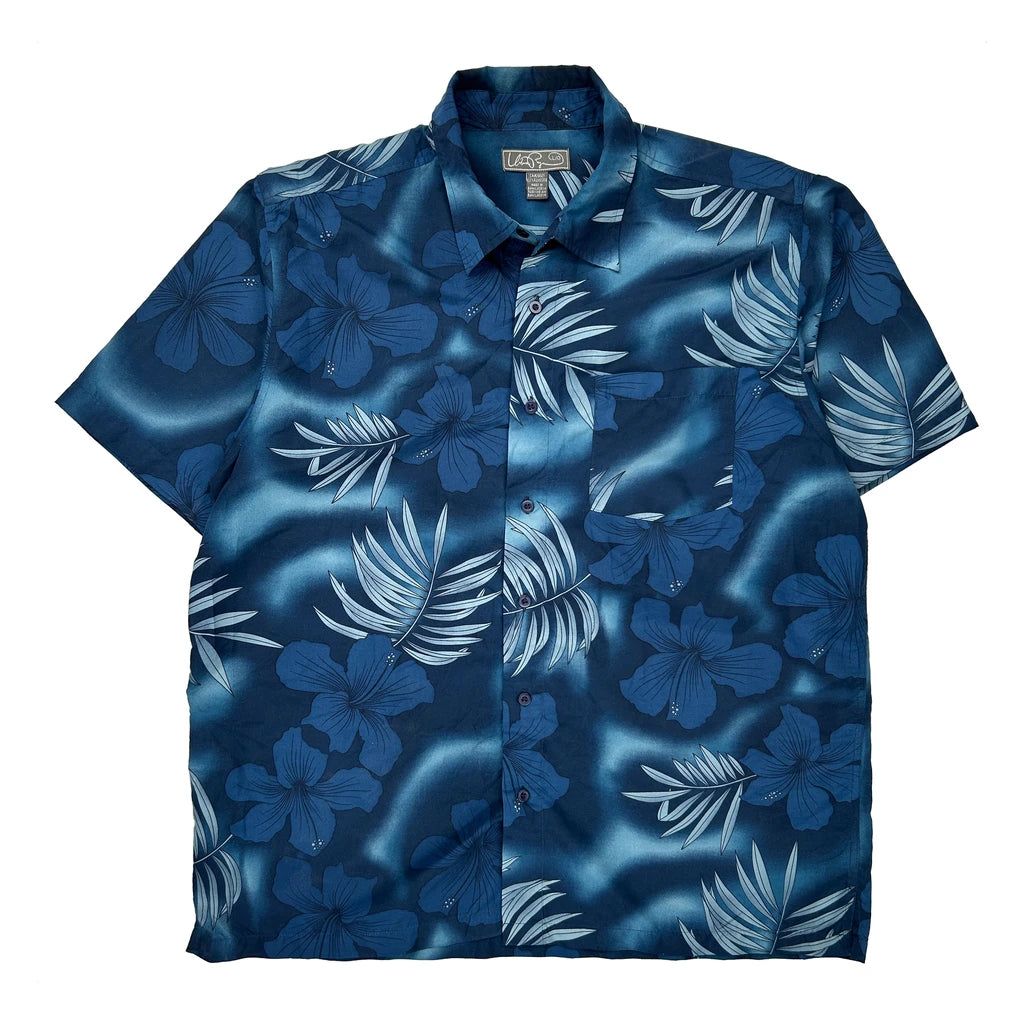 Urban Bay Floral Hawaiian Large Blue Polyester - Adult & Kids T-Shirts, Sweatshirts & Hoodies apparel design preview 1