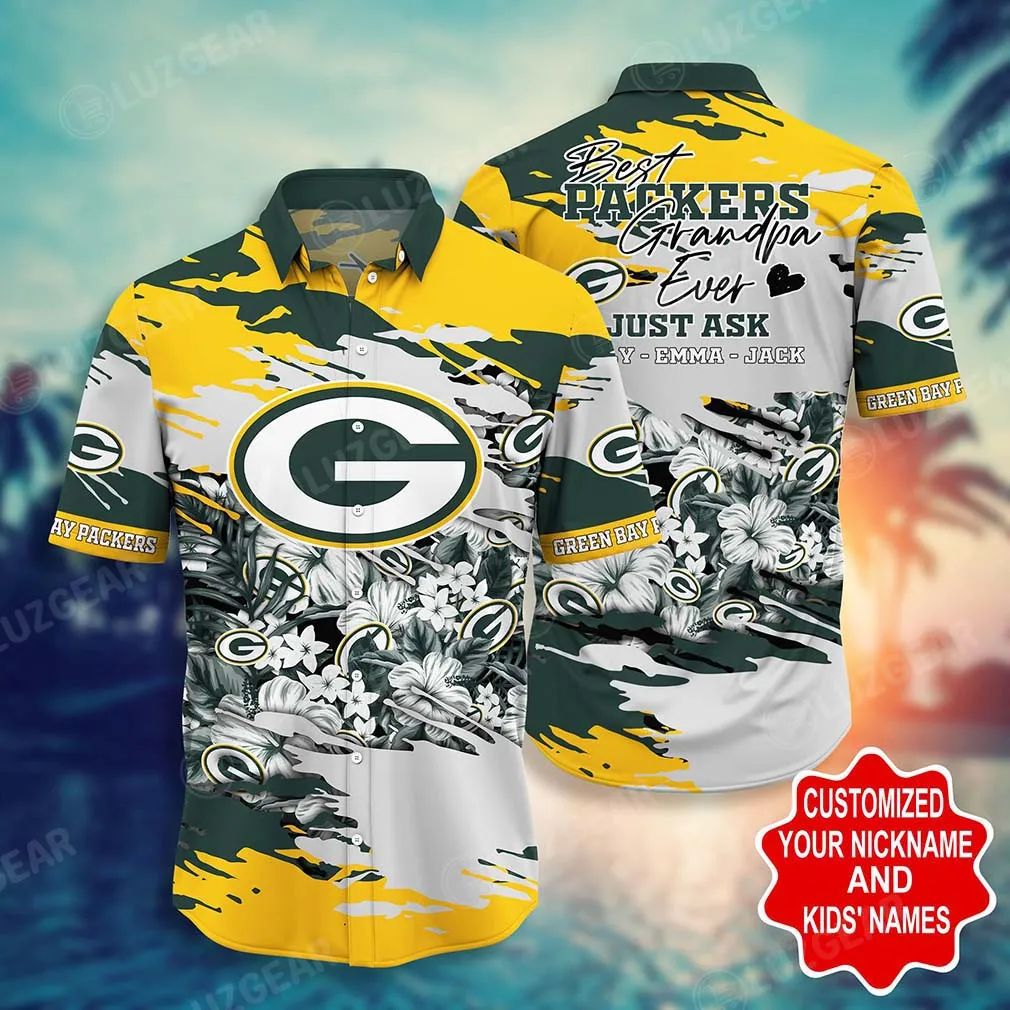 Green Bay Packers Grandpa Floral Hawaiian by - Adult & Kids T-Shirts, Sweatshirts & Hoodies apparel design preview 1