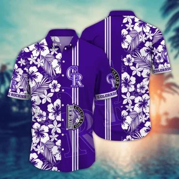 Colorado Rockies Hibiscus Stripe Hawaiian - Adult & Kids T-Shirts, Sweatshirts & Hoodies apparel design preview 1