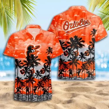 Baltimore Orioles Sunset Swing Hawaiian - Adult & Kids T-Shirts, Sweatshirts & Hoodies apparel design preview 1